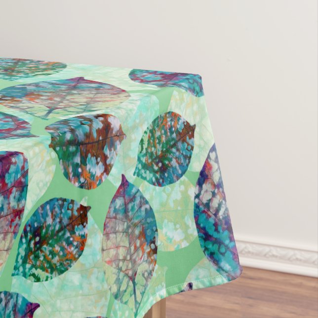 Colourful Pastel Fall Leaves Tablecloth (In Situ)
