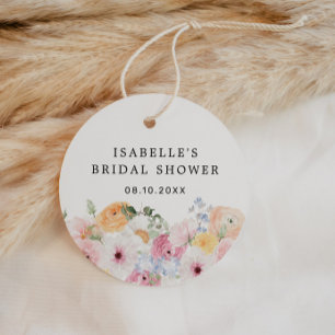 Colourful Pastel Floral Bridal Shower Favour Tags