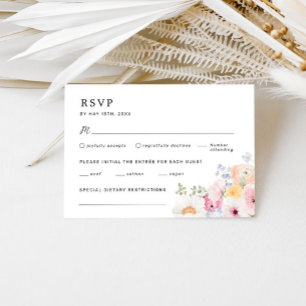 Colourful Pastel Floral Wedding RSVP Card