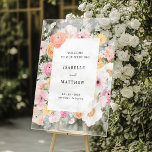 Colourful Pastel Floral Wedding Welcome Acrylic Sign<br><div class="desc">This beautiful floral acrylic wedding welcome sign is perfect for celebrating the bride and groom-to-be! The design features a colourful frame design with soft pink, peach, orange and yellow pastel flowers and is sure to bring a cheerful, springtime feel to the occasion. Celebrate the soon-to-be Mr. and Mrs. with this...</div>