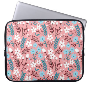 Colourful pastel Flower Seamless Pattern with pink Laptop Sleeve