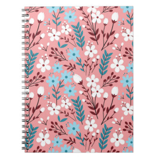 Colourful pastel Flower Seamless Pattern with pink Notebook