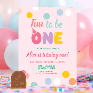 Colourful Pastel Fun to be ONE Birthday Invitation