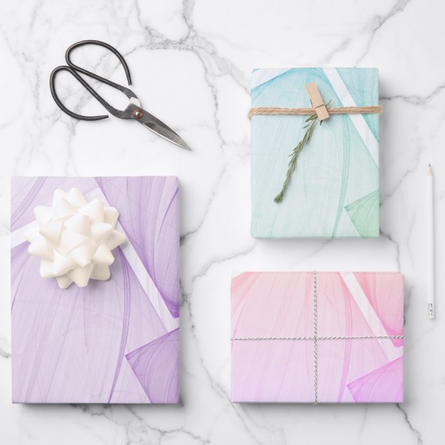 Colourful Pastel Geometric Square Decoupage Wrapping Paper Sheet (Front)