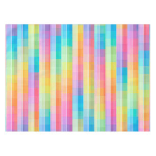 Colourful Pastel Geometric Tiles Squares Pattern Tablecloth
