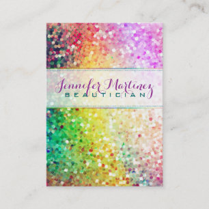 Colourful Pastel Glitter Beautician 2 Business Car Business Card