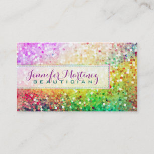 Colourful Pastel Glitter Beautician Business Card