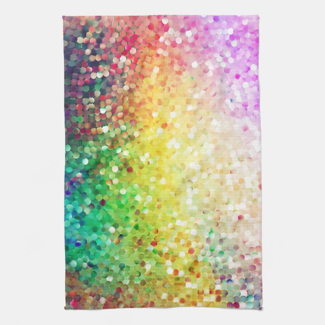 Colourful Pastel Gradient Glitter Pattern Kitchen Towel (Vertical)