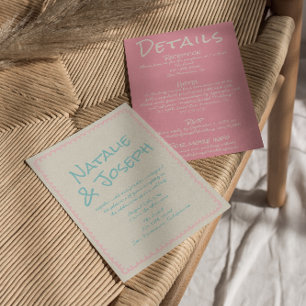 Colourful Pastel Hand Written All In One Wedding   Invitation