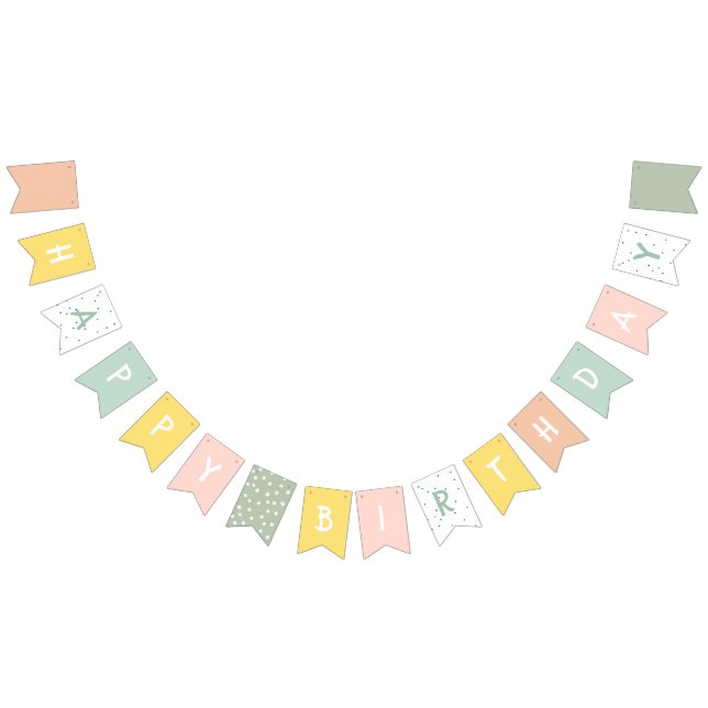 Colourful Pastel Happy Birthday  Bunting Flags (All)