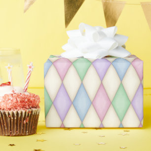 Colourful Pastel Harlequin (small scale) Wrapping Paper