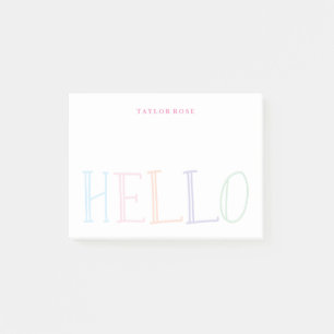 Colourful Pastel Hello Personalized Post It Notes