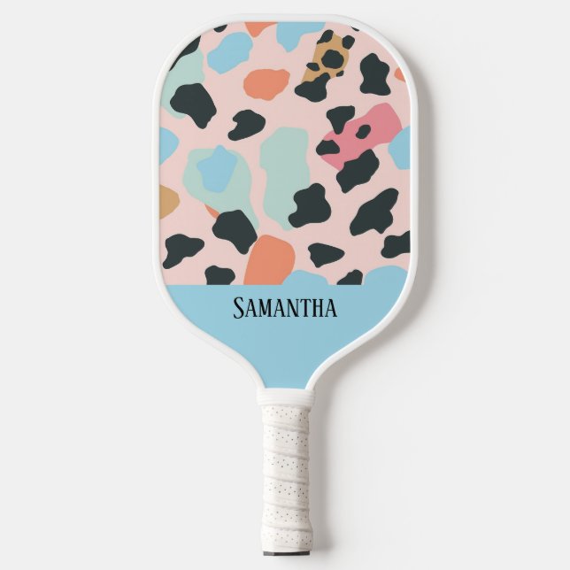 Colourful Pastel Leopard Print Seamless Pattern  Pickleball Paddle (Front)
