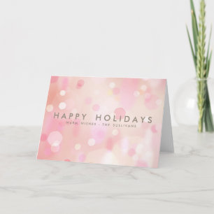 Colourful Pastel Lights Bokeh Happy Holidays Card