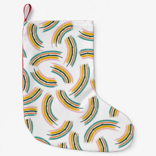 Colourful pastel lines and shapes. Rainbow shapes, Small Christmas Stocking