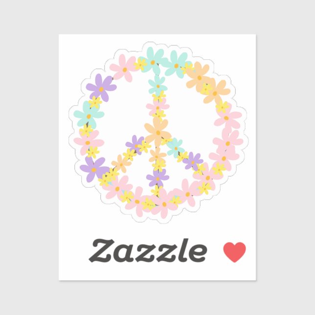 Colourful Pastel Mermaid Colours Floral Peace Sign (Sheet)