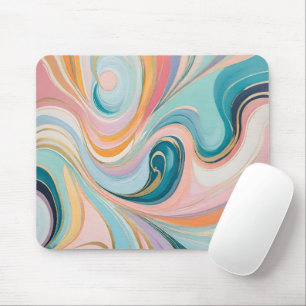 Colourful pastel metallic marble pattern mouse pad