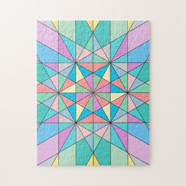 Colourful Pastel Mosaic Triangle Star Pattern Jigsaw Puzzle (Vertical)