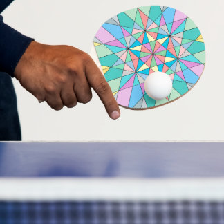 Colourful Pastel Mosaic Triangle Star Pattern Ping Pong Paddle