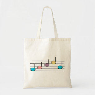 Colourful Pastel Music Notes on Staff Tote Bag