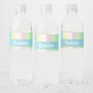 Colourful pastel palette stripes water bottle label