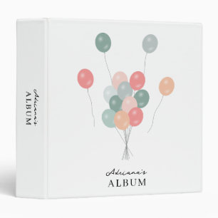 Colourful Pastel Party Balloons Baby Album Binder