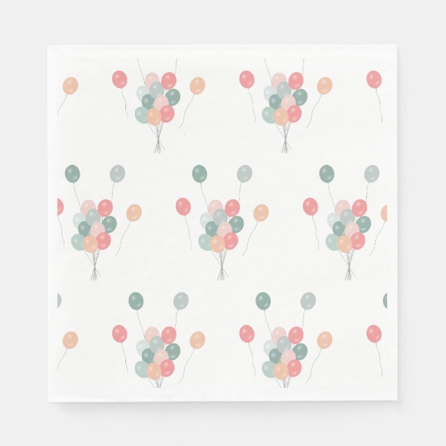 Colourful Pastel Party Balloons  Napkin (Front)