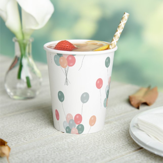 Colourful Pastel Party Balloons  Paper Cups (Insitu)
