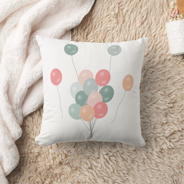 Colourful Pastel Party Balloons  Throw Pillow (Blanket)