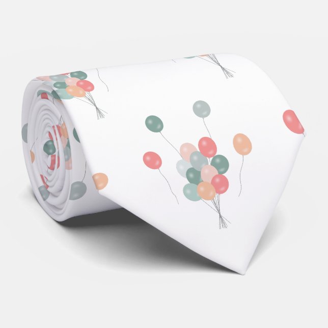 Colourful Pastel Party Balloons  Tie (Rolled)