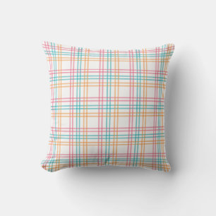 Colourful Pastel Plaid Throw Pillow