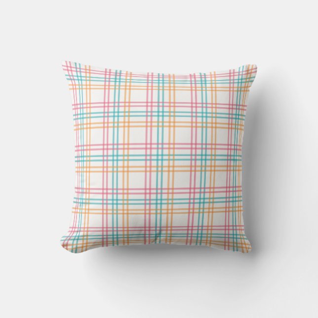 Colourful Pastel Plaid  Throw Pillow (Front)