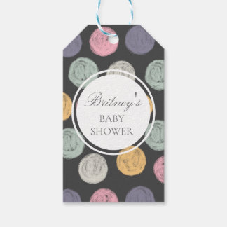 colourful pastel polka dot baby shower favour tag