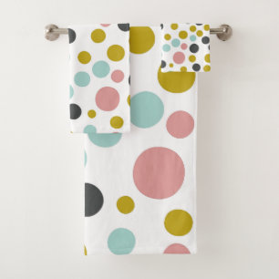 Colourful Pastel Polka Dots Towel Set