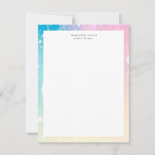Colourful Pastel Rain Monogram Card (Front)