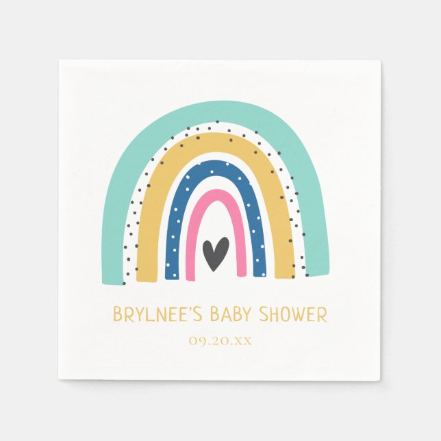 Colourful Pastel Rainbow Baby Shower Napkin (Front)