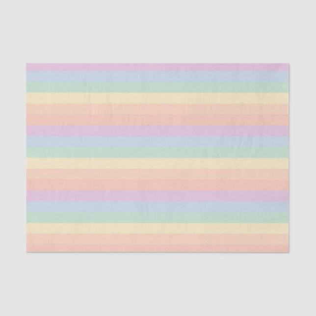 Colourful Pastel Rainbow Striped Pattern Tissue Paper (Front)