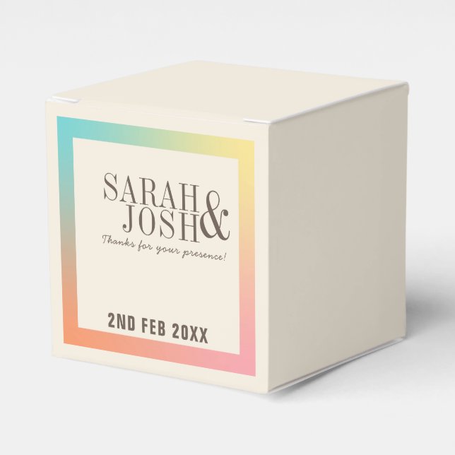 Colourful Pastel Rainbow Wedding  Favor Box (Front Side)
