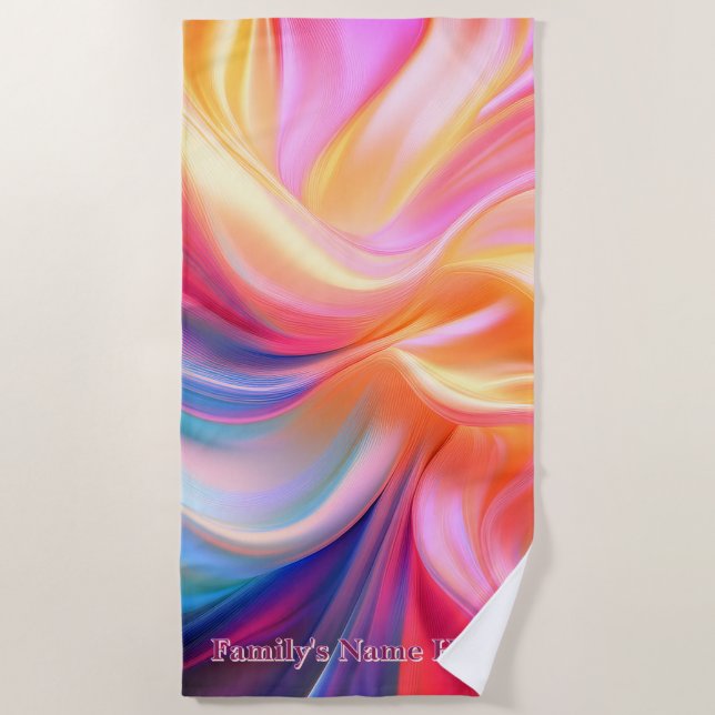 Colourful Pastel Silk Beach Towel (Front)