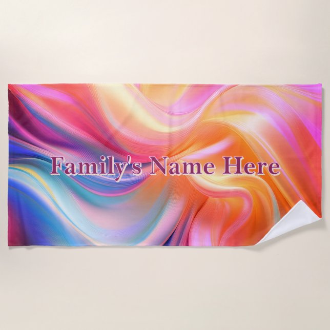 Colourful Pastel Silk Beach Towel (Front)