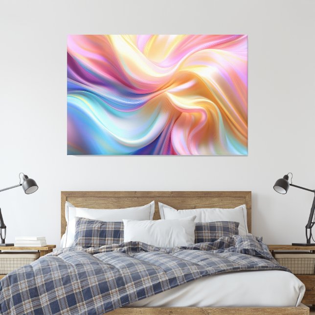 Colourful Pastel Silk Canvas Print (Insitu(Bedroom))