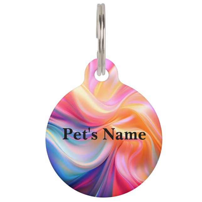 Colourful Pastel Silk Pet Tag (Front)