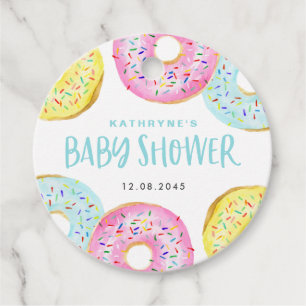 Colourful Pastel Sprinkle Doughnuts Baby Shower Favour Tags