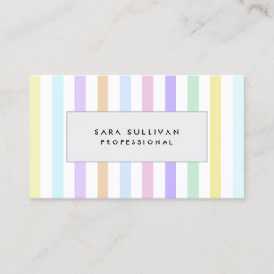 Colourful Pastel Stripe Pattern Professional Business Card