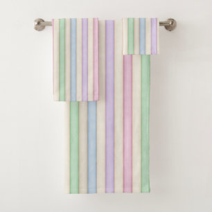Colourful Pastel Stripes Bath Towel Set