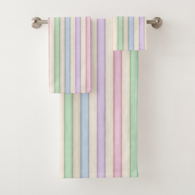 Colourful Pastel Stripes Bath Towel Set (Insitu)
