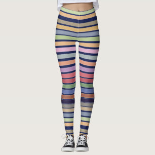 Colourful Pastel Stripes Leggings