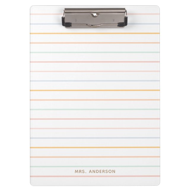 Colourful Pastel Stripes Personalized Clipboard (Front)