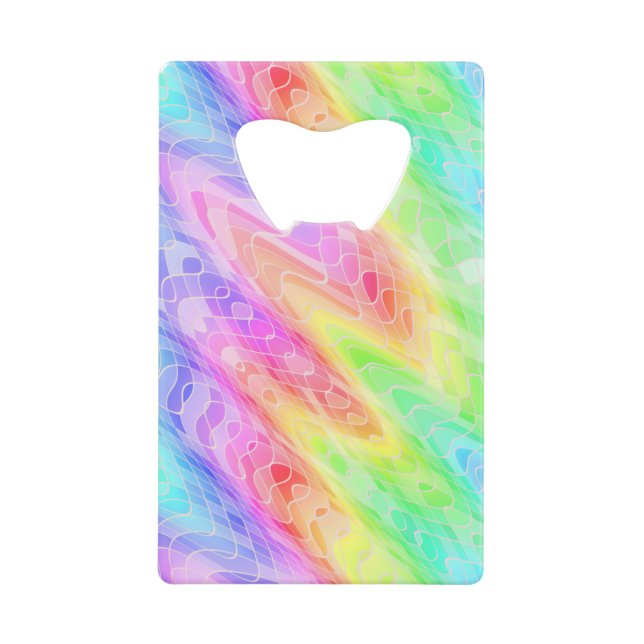 Colourful Pastel Swirls Abstract Girly Wallet Bottle Opener (Front)