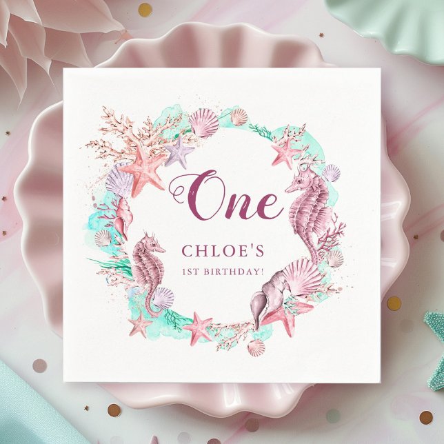 Colourful Pastel Under the Sea Birthday Napkin (Creator Uploaded)